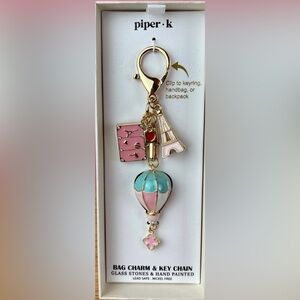 Piper K Parisian Eiffel Tower and Hot Air Balloon Travel Bag Charm